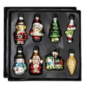 Kersthangers figuurtjes - 16x stuks - glas - kerstornamenten set - 15,5 x 15 cm