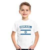 Supporters kleding - t-shirt van vlag Israel - wit - voor kinderen - korte mouwen - sport