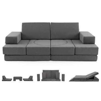 12-Delige Modulaire Kinderbank Omvormbare Speelbank met Machinewasbare Hoezen Vulling van Schuim met Hoge Dichtheid