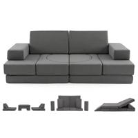 12-Delige Modulaire Kinderbank Omvormbare Speelbank met Machinewasbare Hoezen Vulling van Schuim met Hoge Dichtheid