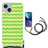 iPhone 14 Doorzichtige Silicone Hoesje Waves Green