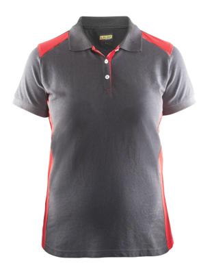 Blåkläder Dames poloshirt piqué 33901050 | Grijs/Rood | Maat XS - 7330509515778