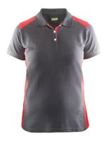 Blåkläder Dames poloshirt piqué 33901050 | Grijs/Rood | Maat M - 7330509515747