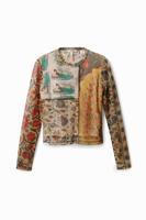T-shirt met bedrukte patch - BROWN - XL - thumbnail