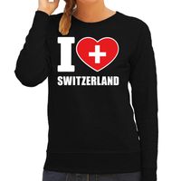 I love Switzerland supporter sweater / trui zwart voor dames 2XL  -