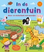 Kleur-en stickerboek met woordjes - In de dierentuin (Paperback)