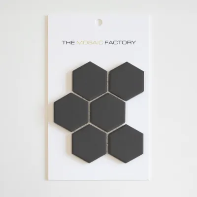 The Mosaic Factory London Mozaiek Tegel Hexagon - Zwart Porselein Ongeglazuurd, R11 281x325 mm