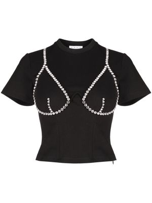 AREA t-shirt à ornements en cristal - Noir