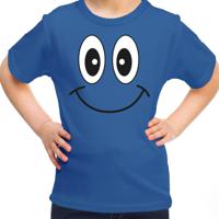 Verkleed t-shirt voor kinderen/meisje - smiley - blauw - feestkleding - thumbnail