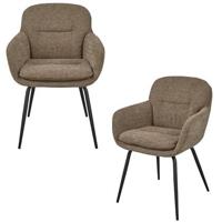 WOOOD Runa Eetkamerstoelen - Polyester - Donker Zand - Set van 2