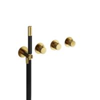 Hotbath Cobber X - Afbouwdeel voor Inbouw Bad/douche Thermostaat - 2 Stopkranen - met Handdouche - met Doucheslang - Geborsteld Messing Pvd