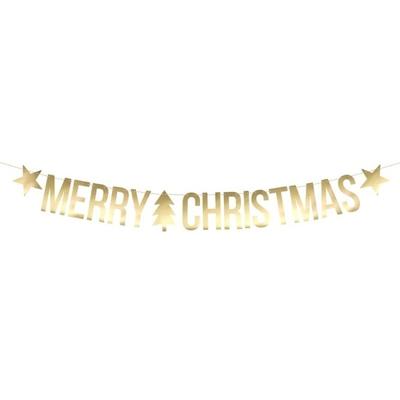 DIY kerstslinger - Merry Christmas - goud - 175 x 20 cm - banner slinger - kerstversiering