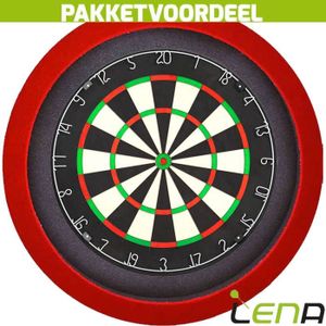 Lena Professional Dartbord + Lena Dartbord Verlichting Basic Rood