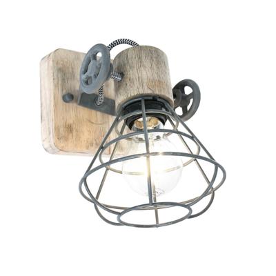 Steinhauer WandlampGeurnesey vintage grijs met hout - 1578GR