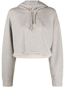 GANNI hoodie crop à logo embossé - Gris