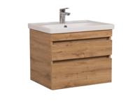 Badkamermeubel Finn 80x59x45cm Licht Eiken met keramische wastafel