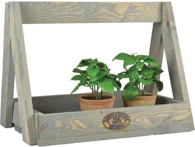 Esschert Design houten plantenrek 29x39.2x28.9 cm grijs