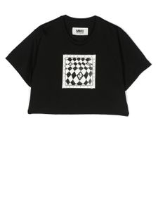 MM6 Maison Margiela Kids t-shirt crop à imprimé graphique - Noir