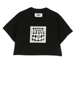 MM6 Maison Margiela Kids t-shirt crop à imprimé graphique - Noir