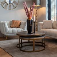 Richmond Ronde Salontafel 'Blackbone' Brass, Set van 2 stuks