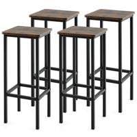 Set van 4 Barkrukken van 72 cm Hoog Zonder Rugleuning Keukenkrukken Toonbankkrukken in Industriële Stijl voor Thuis Cafés Bar