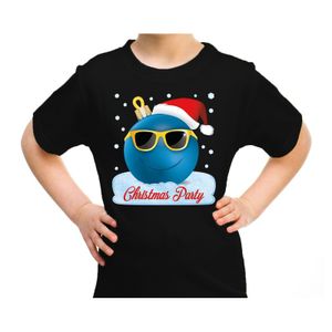 Fout kerst shirt coole kerstbal Christmas party zwart voor kids