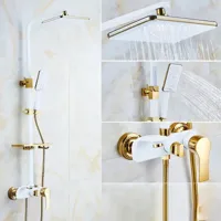 Thermostatische Doucheset - Geborsteld Goud | Messing & ABS | Verstelbare Hoogte | 20 Inch Vierkante Douchekop