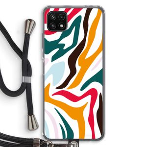 Colored Zebra: Samsung Galaxy A22 5G Transparant Hoesje met koord