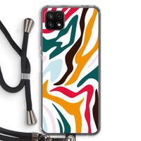 Colored Zebra: Samsung Galaxy A22 5G Transparant Hoesje met koord