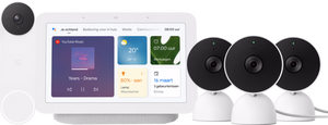 Google Nest Cam Indoor Wired 3-pack + Nest Deurbel + Nest Hub 2