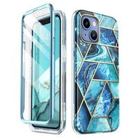 Supcase Cosmo iPhone 14 Plus Hybrid Case - Blauw marmer