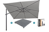 4-Seasons zweefparasol Siesta Premium 300 x 300 - Charcoal met voet en hoes - thumbnail