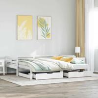 Slaapbank met onderschuifbed/lades zonder matras 90x190 cm wit