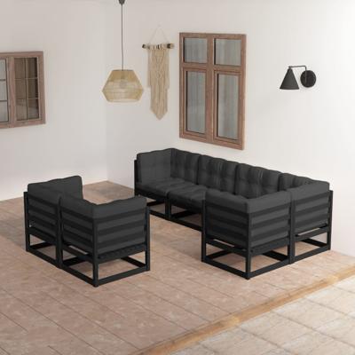 7-delige Loungeset met kussens massief grenenhout