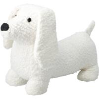 Deurstopper - Teckel hondje - wit - polyester - 34 x 20 cm - dieren - kinderkamer
