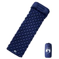 VidaXL Kampeermatras met kussen opblaasbaar 1-persoons marineblauw