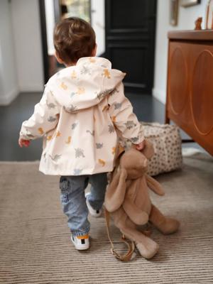 Regenjas met capuchon en dinosaurusmotieven voor baby's vanille