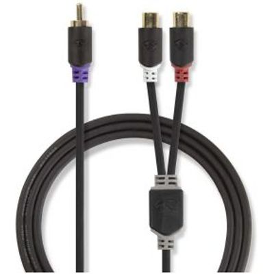 Subwooferkabel | RCA male - 2x RCA female | 0,2 m | Antraciet [CABW24010AT02]