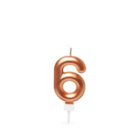 Verjaardagskaars nr 6 rosegoud Spaas - Spaas