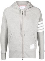 Thom Browne hoodie zippé à détails 4 bandes signature - Gris - thumbnail