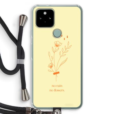 No rain no flowers: Pixel 5 Transparant Hoesje met koord