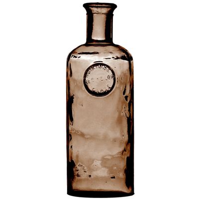 Bloemenvaas Olive Bottle - kastanje transparant - glas - D13 x H35 cm - Fles vazen