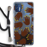 Hands dark: Motorola Moto G9 Plus Transparant Hoesje met koord
