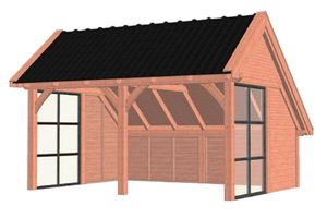 Trendhout Kapschuur De Hoeve XL 530x440 cm - Combinatie 1- Kapschuurdak- Onbehandeld lariks Douglas hout- Trendhout