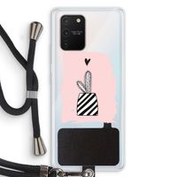 Zwart-wit cactus: Samsung Galaxy S10 Lite Transparant Hoesje met koord