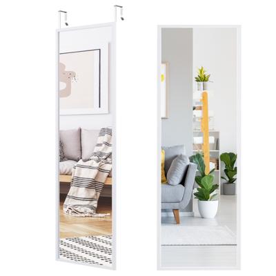 Spiegel Over de Volle Lengte voor de Wand Ijzer Dunne Frame 107cm x 36,5cm Over de Deur Spiegel met 2 Sets Hoogte Verstelbare Haken