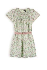 NoNo Meisjes jurk met riem floral - Maan - Spring groen