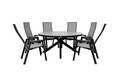 Qopps Ziggy tuintafel met 6 Palsa gasveer verstelbare tuinstoel