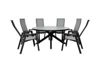 Qopps Ziggy tuintafel met 6 Palsa gasveer verstelbare tuinstoel