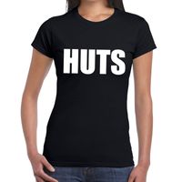 HUTS tekst t-shirt zwart dames - thumbnail